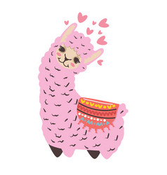 Pink Lama Alpaca Cartoon