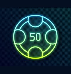 Glowing Neon Line Casino Chips Icon Isolated