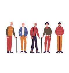 Group Of Grandfather Cartoon Characters Set