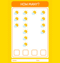 How Many Counting Game With Sun Worksheet