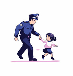 Cute Little Girl Running Away From Police Officer