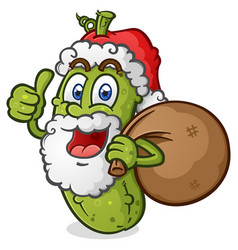 Pickle Cartoon Santa Claus Thumbs Up Sack