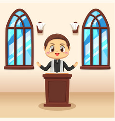 Young Catholic Priest In Cartoon