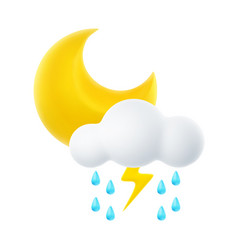 3d Cartoon Weather Icon Of Night Rainfall