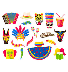 Barranquilla Carnival Holiday Isolated Set