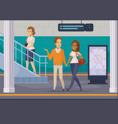 Subway Underground Passengers Cartoon Icons