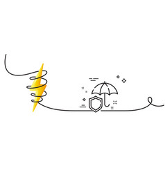 Umbrella Line Icon Rain Defence Sign Continuous