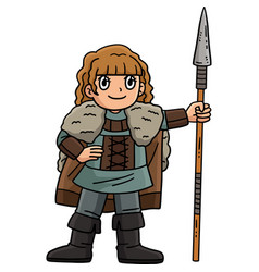 Viking With Spear Cartoon Colored Clipart