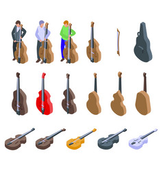 Contrabass Icons Set Isometric Play Music