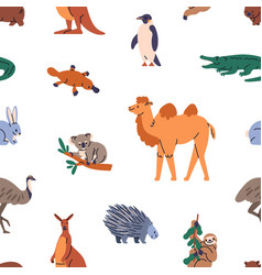 Seamless Pattern Wild Animals Repeating Print