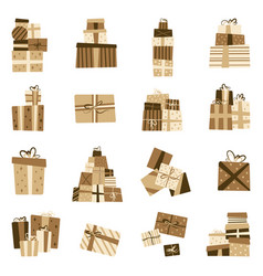 Set Of Simple Craft Gift Boxes For Christmas New