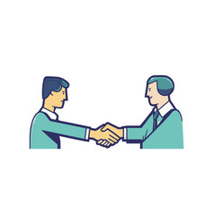 Two Smiling Employees Shaking Hands In Office