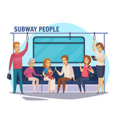 Subway Underground People Cartoon Composition