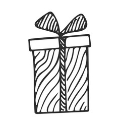 Doodle Of Gift Box With Image Of Wavy Lines