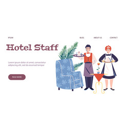 Hotel Staff Web Page Mockup With Male And Female