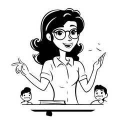 Teacher With Pupils In Cartoon Style Education