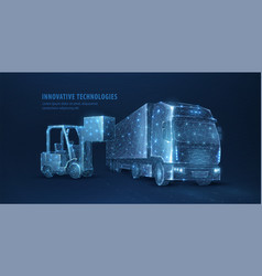 Abstract 3d Truck And Forklift Truck Transport