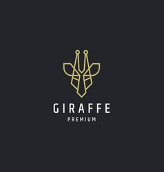 Giraffe Head Mono Line Gold Logo Icon Design