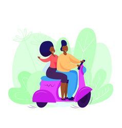 Happy Couple Riding Scooter