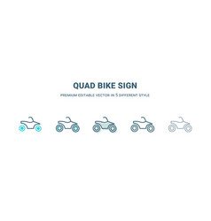 Quad Bike Sign Icon In 5 Different Style Outline