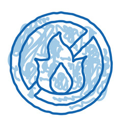 Strikethrough Flame Doodle Icon Hand Drawn