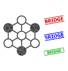 Blockchain Polygonal Icon And Scratched Bridge