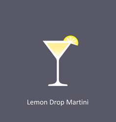 Lemon Drop Martini Cocktail Icon On Dark