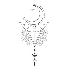 Line Art Design With Crescent On The White