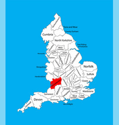 Map Gloucestershire In South West England Uk