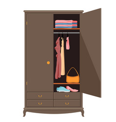 Open Wardrobe Wardrobe With Neat Clothes Shirts