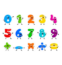 Cartoon Math Number Characters Funny Mathematics