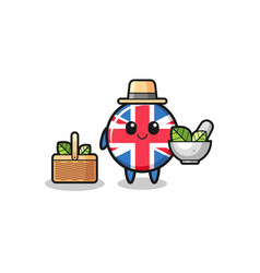 United Kingdom Flag Herbalist Cute Cartoon