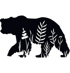 Bear - Stencil With Floral Design - Floral Animal