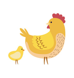 Cute Hen And Chick Farm Animals