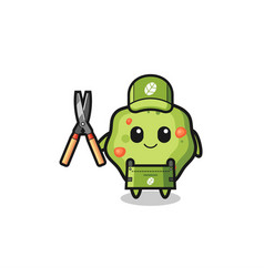 Cute Puke As Gardener Mascot