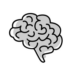 Gray And Black Brain Icon On White Background Flat