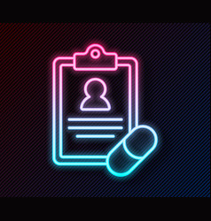 Glowing Neon Line Medical Prescription Icon