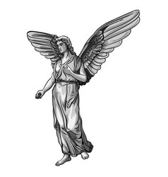 Standing Praying Angel Girl Sculpture With Wings