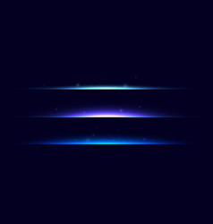 Neon Divider Lines Set Glowing Horizontal Stripes