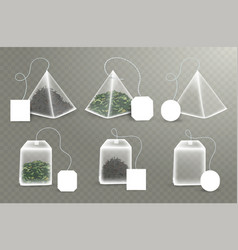 Pyramid And Rectangular Shape Tea Bag Set Mock Up