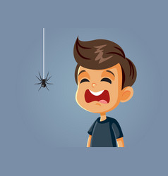 Scared Boy Being Afraid A Spider Cartoon