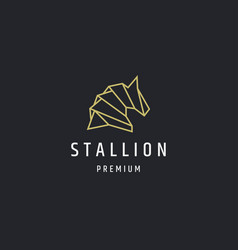 Horse Mono Line Logo Icon Design Template