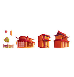 Chinese Street Restaurant Building For Town Set