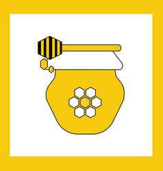 Honey Jar Sign Icon And Dipper