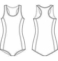 Womens One Piece Sport Swimsuit Front And Back