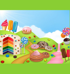 Fantasy Candyland With Dessrts And Sweets