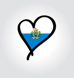 San Marino Flag Heart-shaped Hand Drawn Logo