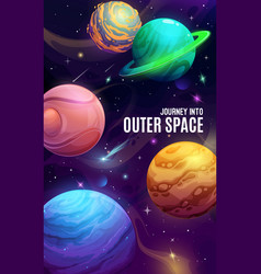 Space Planets On Cartoon Galaxy Universe Poster