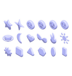 Y2k Chrome Icons Set Isometric Shape