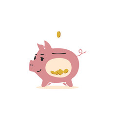 Cute Pink Piggy Bank With Coins Inside